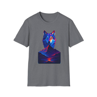 Neon Wolf and Mountain Sunset Spirit Animal T-Shirt