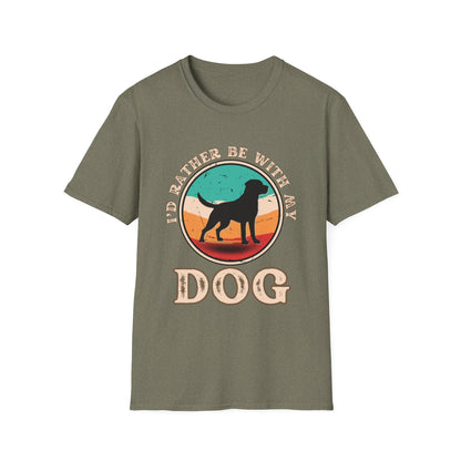 I'd Rather Be With My Dog Unisex Softstyle T-Shirt, Dog Lover Gift, Pet Adoption Tee, Casual Wear, Birthday Present, Animal Lover Apparel