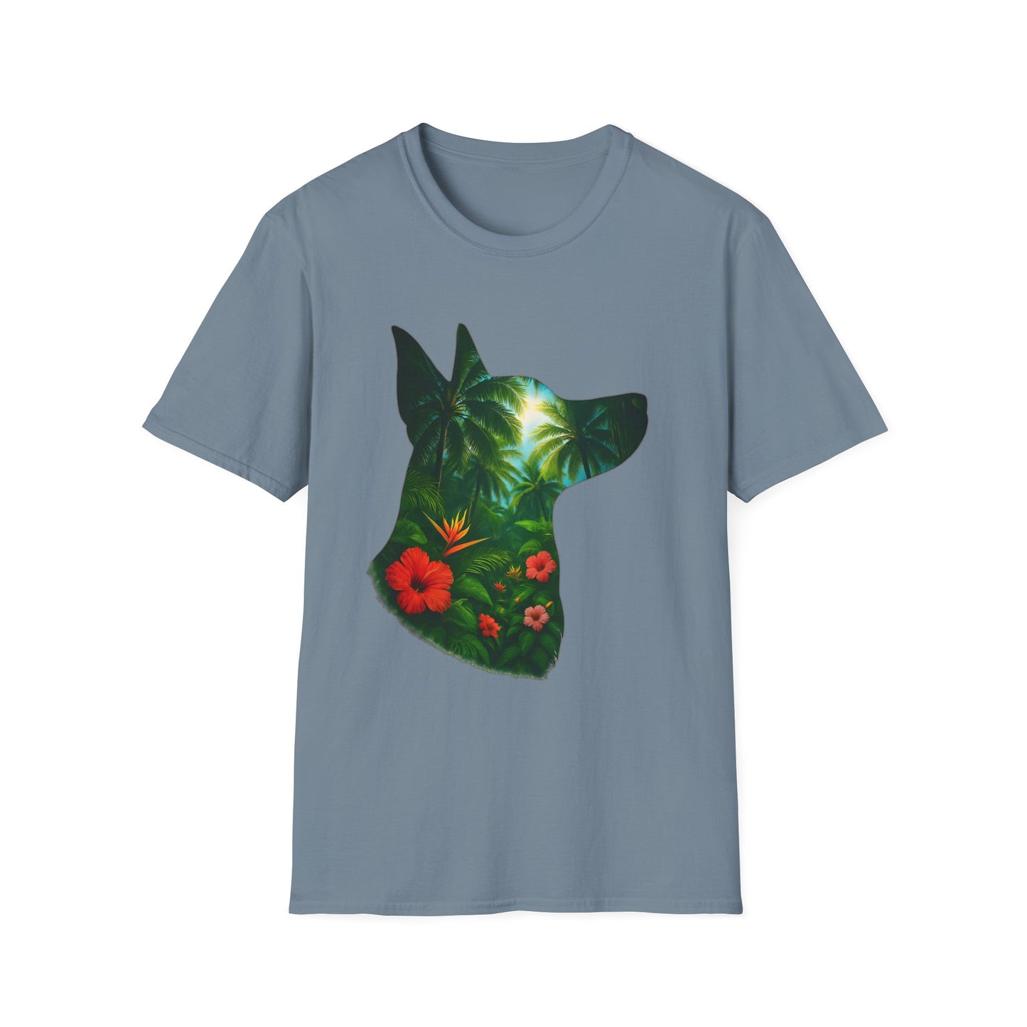 Floral Dog Silhouette T-Shirt, Nature Lover Tee, Unisex Animal Apparel, Summer Vibes Shirt, Gift for Pet Owners
