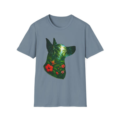 Floral Dog Silhouette T-Shirt, Nature Lover Tee, Unisex Animal Apparel, Summer Vibes Shirt, Gift for Pet Owners