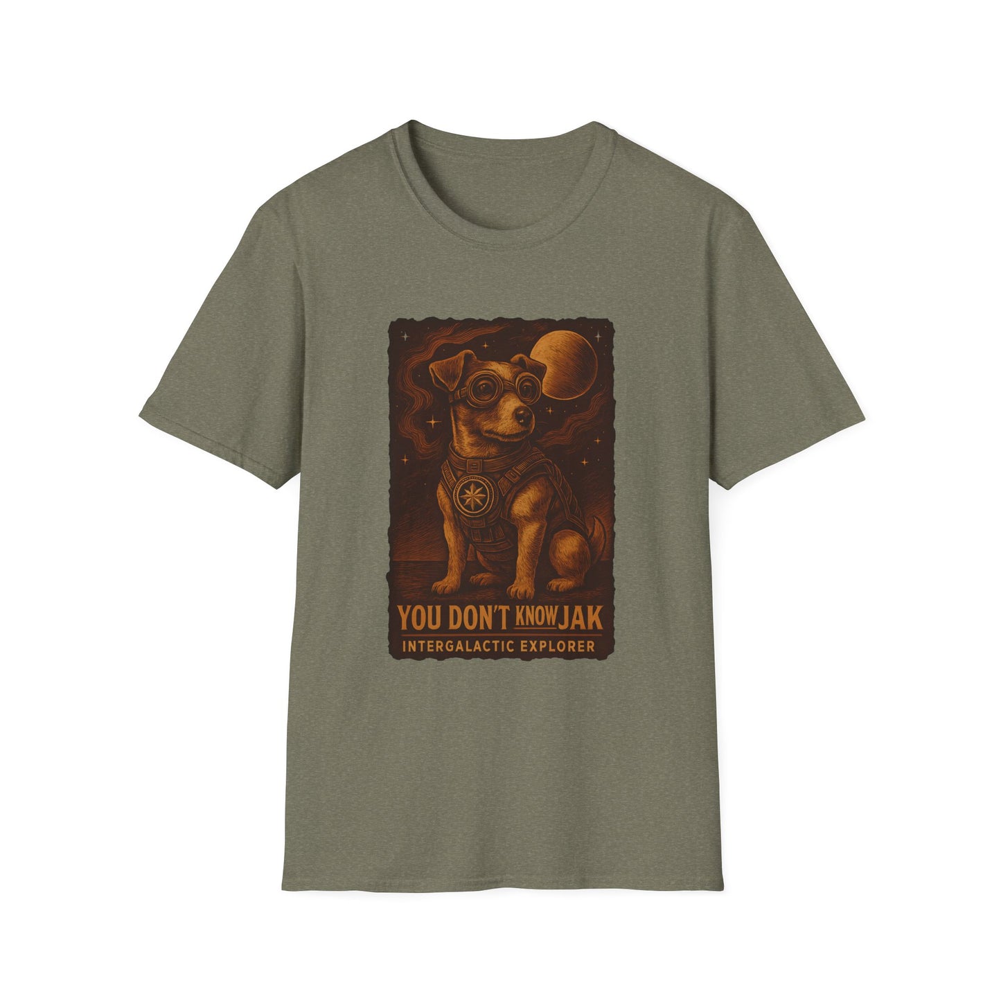 Intergalactic Explorer Dog T-Shirt, Cute Pet Tee, Gift for Dog Lovers, Space-themed Apparel, Fun Graphic Tee, Unisex Softstyle Tee