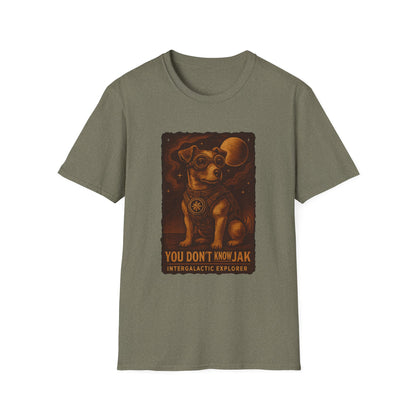 Intergalactic Explorer Dog T-Shirt, Cute Pet Tee, Gift for Dog Lovers, Space-themed Apparel, Fun Graphic Tee, Unisex Softstyle Tee