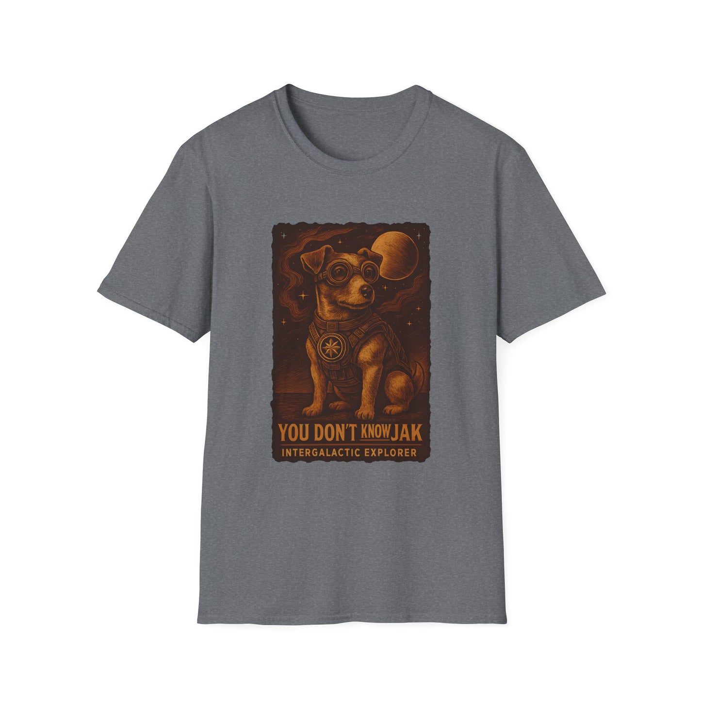 Intergalactic Explorer Dog T-Shirt, Cute Pet Tee, Gift for Dog Lovers, Space-themed Apparel, Fun Graphic Tee, Unisex Softstyle Tee