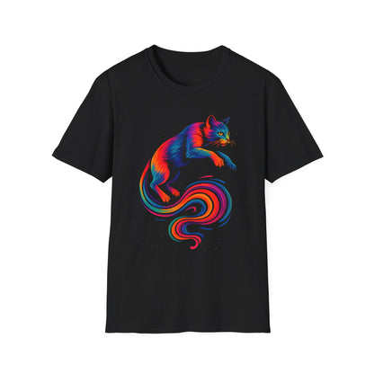Rainbow Cat Unisex Softstyle T-Shirt, Colorful Cat Tee, Gift for Cat Lovers, Cute Pet Shirt, Fun Casual Outfit, Pride Apparel