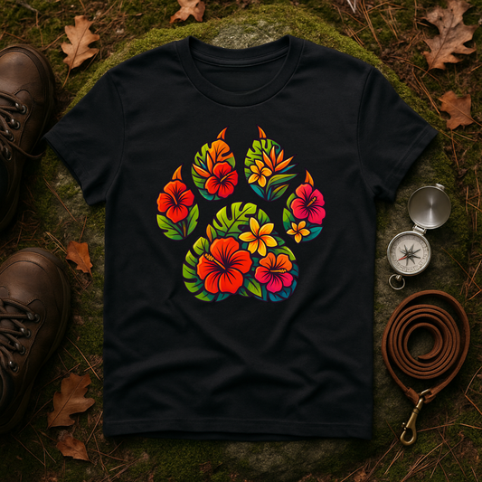 Tropical Paw Print T-Shirt | Hawaiian Dog Lover Graphic Tee