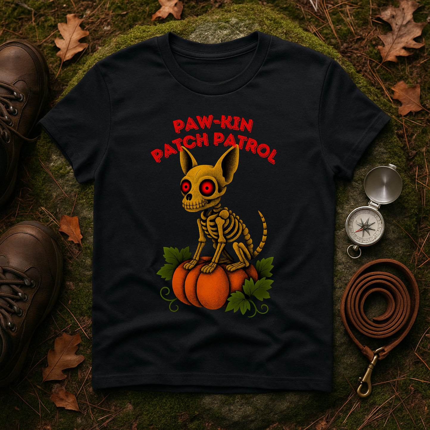 Paw-kin Patch Patrol Skeleton Chihuahua Halloween T-Shirt