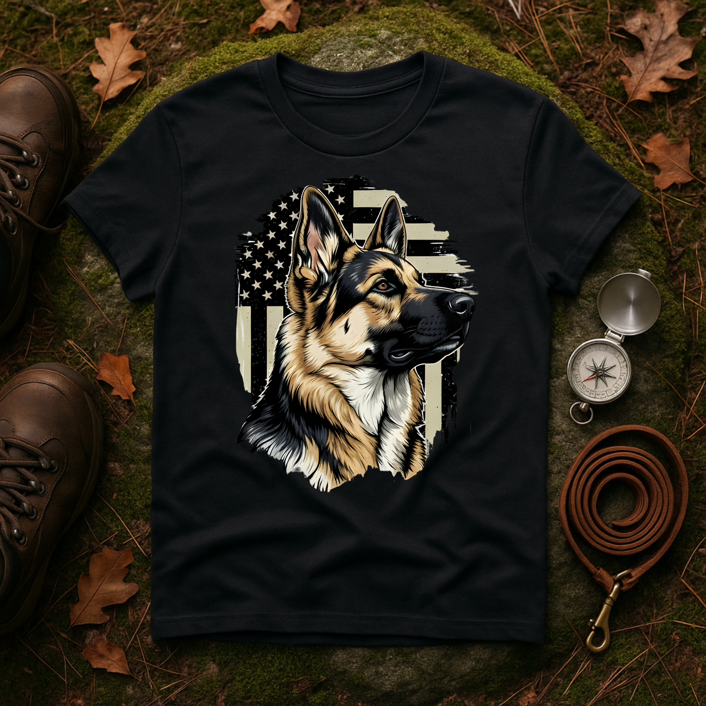 German Shepherd American Flag Dog Lover T-Shirt