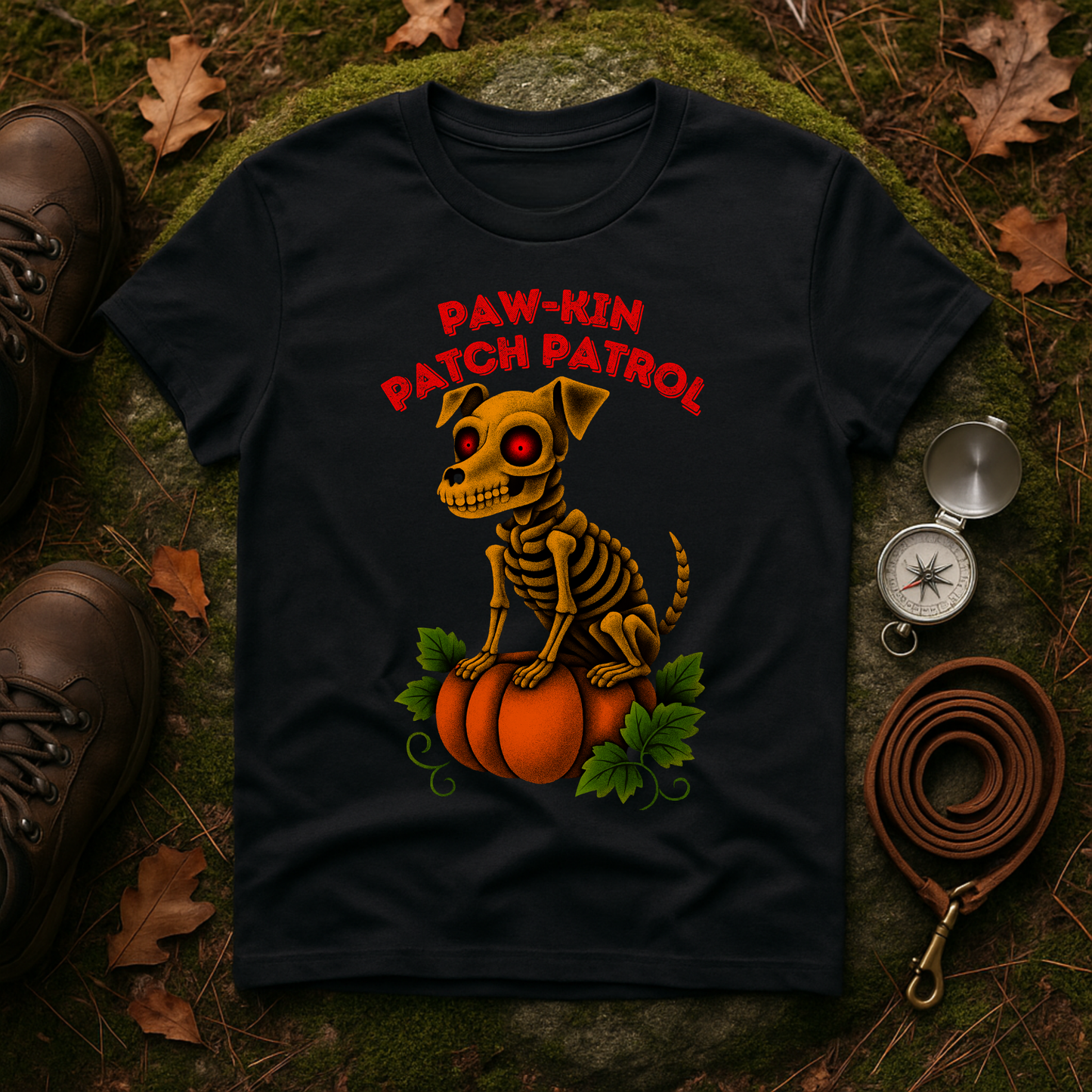 Paw-kin Patch Patrol Skeleton Dog Halloween T-Shirt