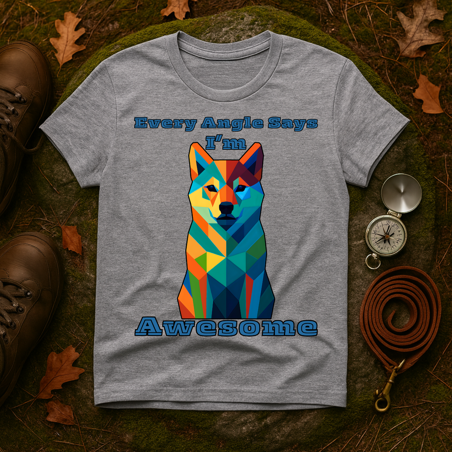Colorful Dog Art T-Shirt - Every Angle Says I'm Awesome, Pet Lover Gift, Unisex Tee, Casual Wear, Dog Enthusiast Apparel