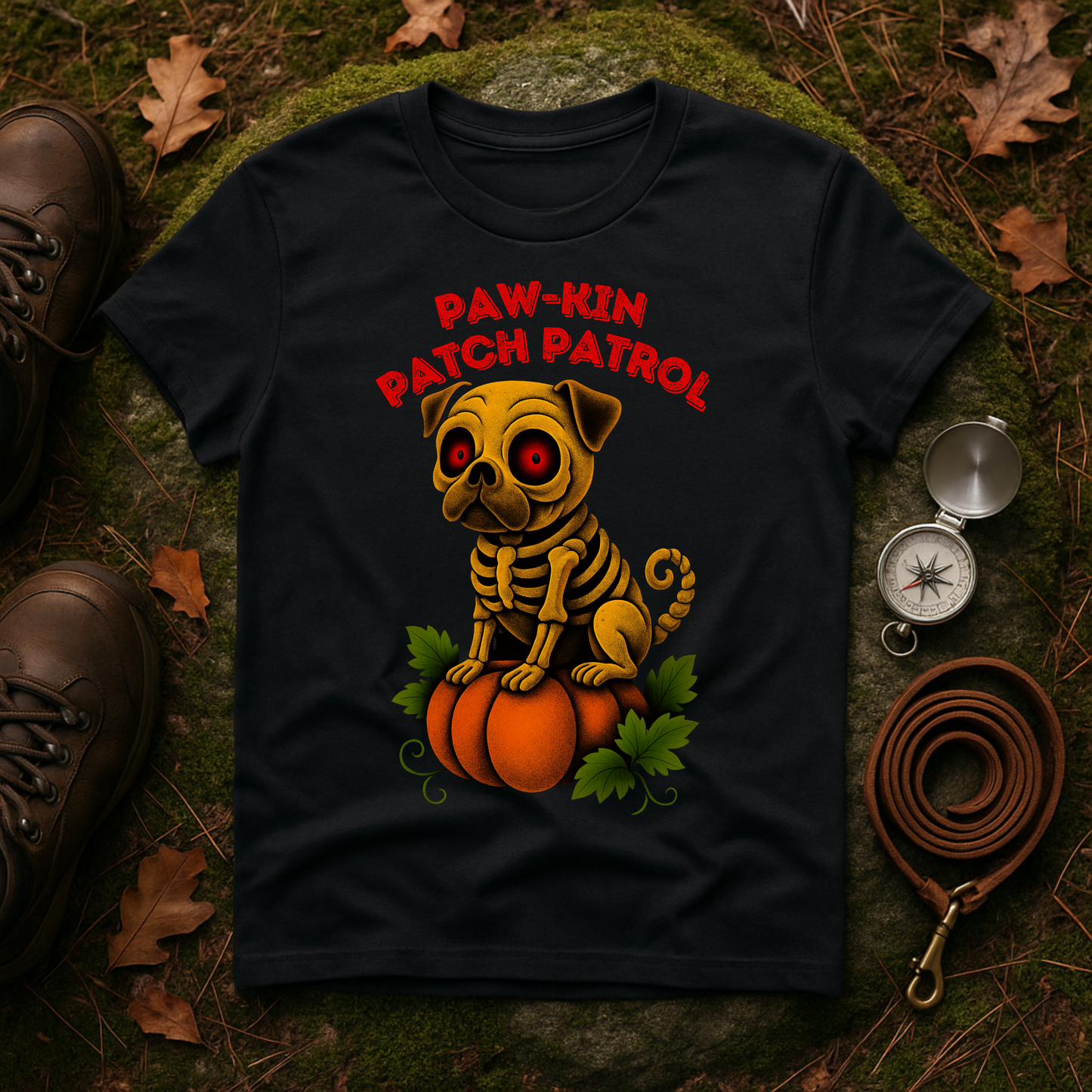 Paw-kin Patch Patrol Pug Halloween Dog Lover T-Shirt