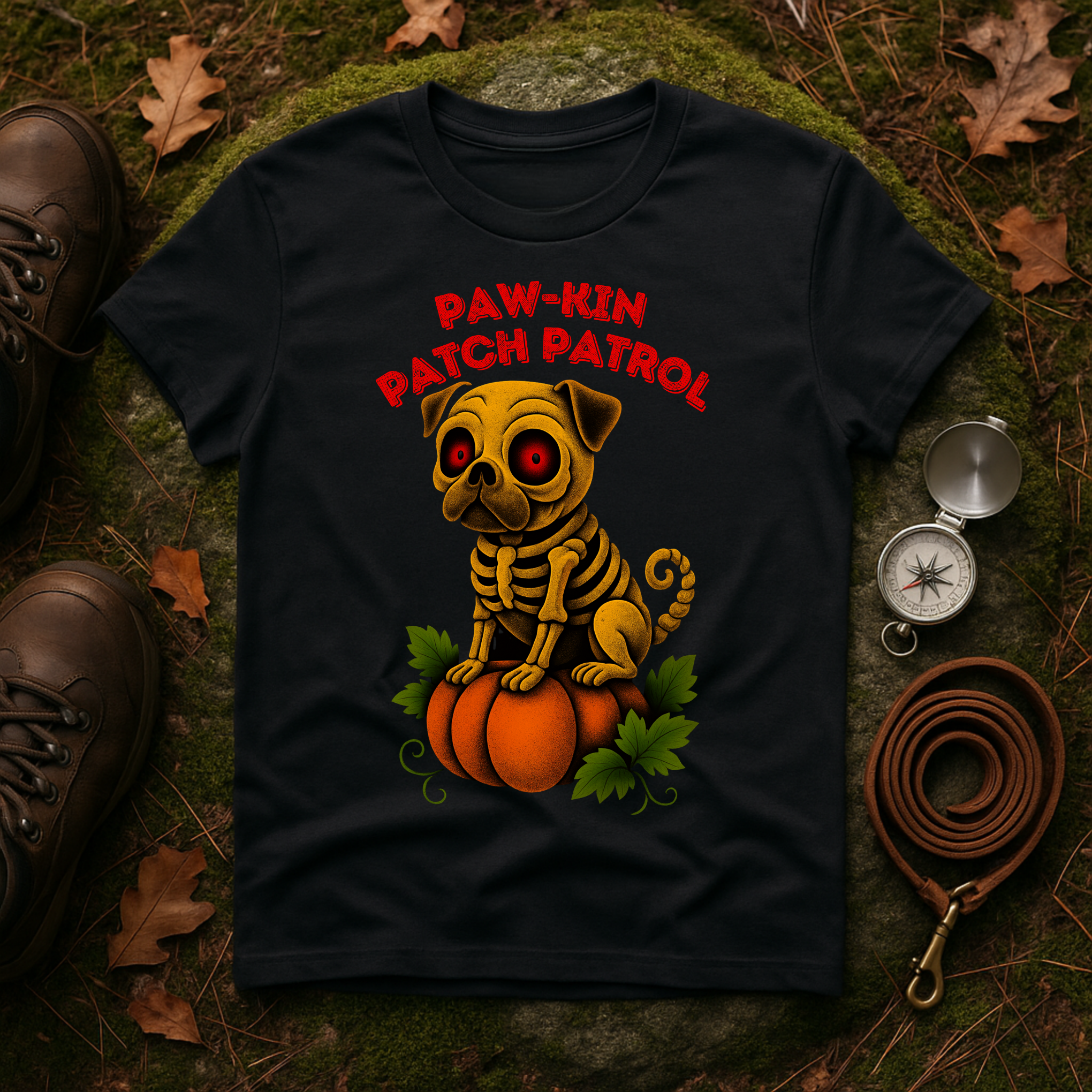 Paw-kin Patch Patrol Pug Halloween Dog Lover T-Shirt