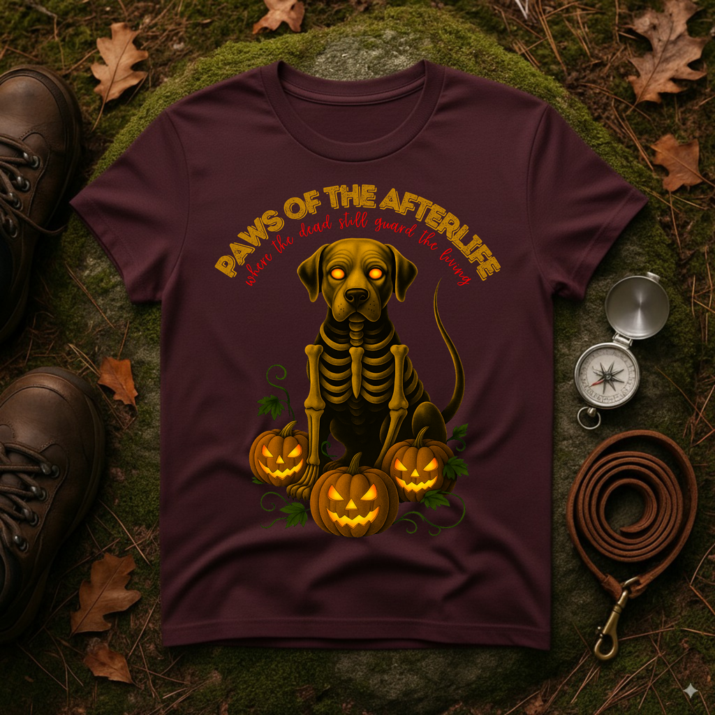 Paws of the Afterlife Labrador Skeleton Halloween T-Shirt