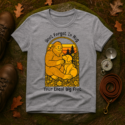 Bigfoot Hug T-Shirt — Sasquatch Dog Lover Tee