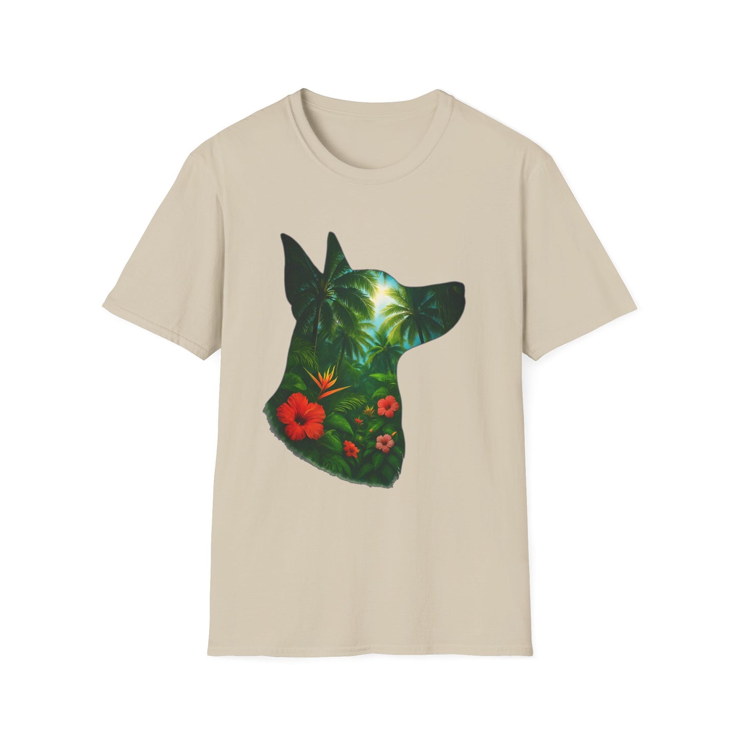 Floral Dog Silhouette T-Shirt, Nature Lover Tee, Unisex Animal Apparel, Summer Vibes Shirt, Gift for Pet Owners
