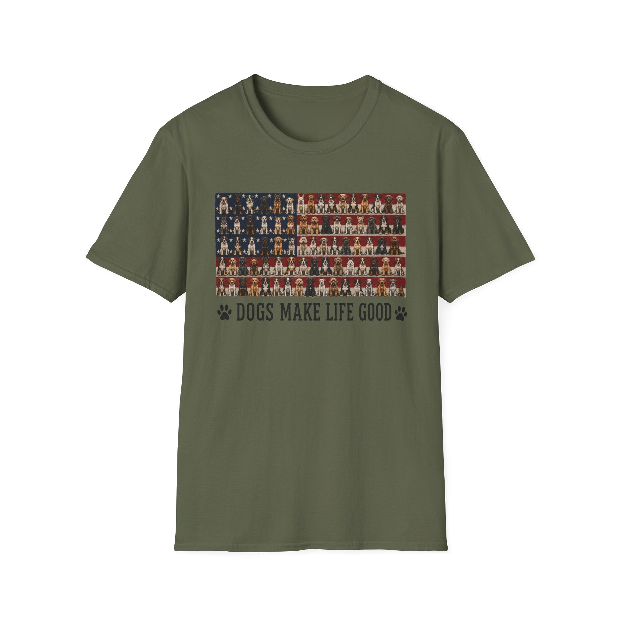 Dogs Make Life Good Patriotic T-Shirt