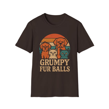 Grumpy Fur Balls Funny Cat and Dog T-Shirt for Pet Lovers.Funny Animal Shirt, Gifts for Dog Owners, Cat Lover Apparel, Cute Pet Humor