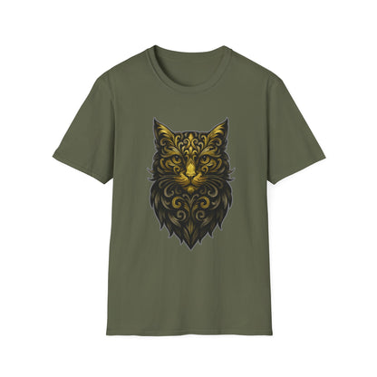 Elegant Cat Design Unisex Softstyle T-Shirt, Gift for Cat Lovers, Casual Wear, Unique Fashion, Animal Themed Apparel