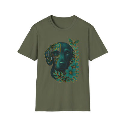 Artistic Dog Lover T-Shirt, Gift for Pet Owners, Nature-Inspired Tee, Birthday Gift, Casual Wear, Unisex Softstyle Tee