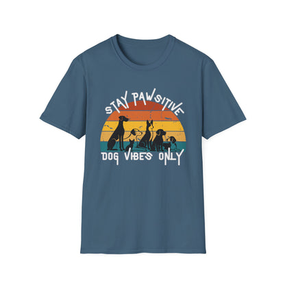 Stay Pawsitive Dog Vibes Tee – Retro Dog Shirt