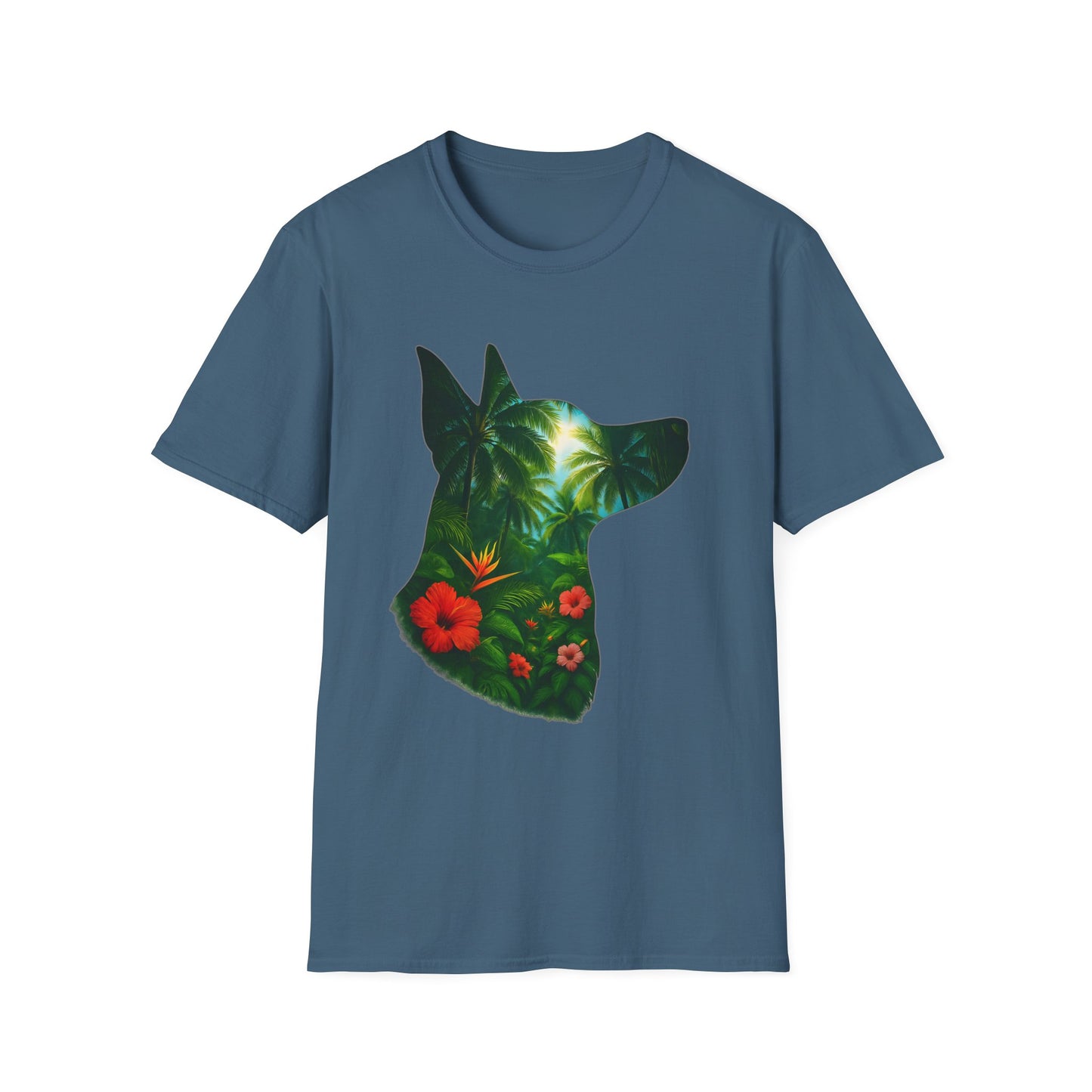 Floral Dog Silhouette T-Shirt, Nature Lover Tee, Unisex Animal Apparel, Summer Vibes Shirt, Gift for Pet Owners