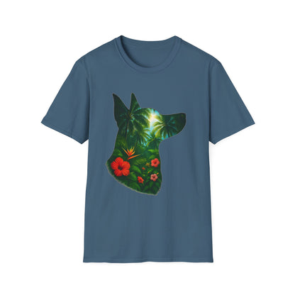 Floral Dog Silhouette T-Shirt, Nature Lover Tee, Unisex Animal Apparel, Summer Vibes Shirt, Gift for Pet Owners