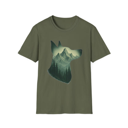 Mountain Dog Graphic T-Shirt | Nature Lover Tee, Pet Owner Gift, Outdoor Adventure Shirt, Animal Lover Apparel, Eco-Friendly Fashion
