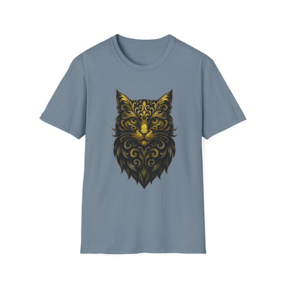 Elegant Cat Design Unisex Softstyle T-Shirt, Gift for Cat Lovers, Casual Wear, Unique Fashion, Animal Themed Apparel