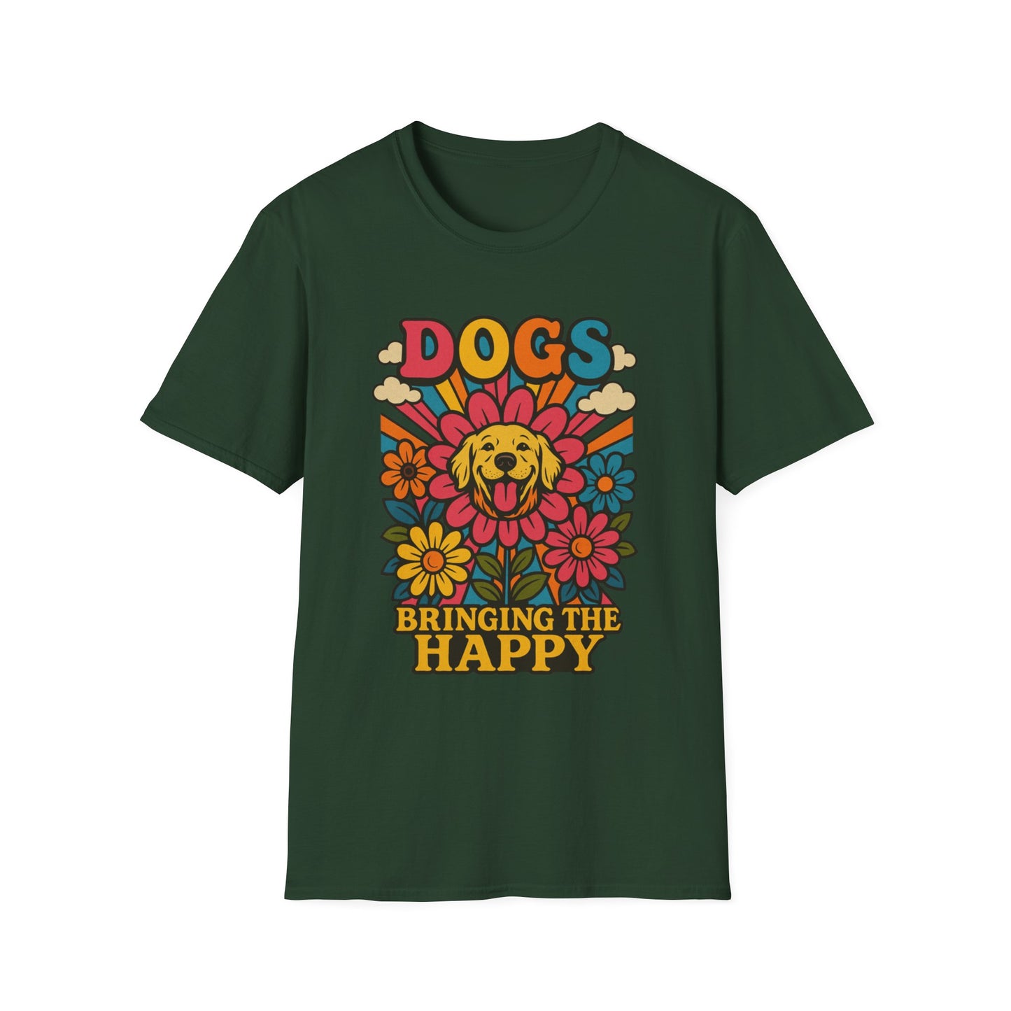 Dog Lovers Retro T-Shirt, Happy Dog Tee, Unisex Graphic Shirt, Gift for Dog Owners, Summer Casual Wear