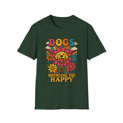 Dog Lovers Retro T-Shirt, Happy Dog Tee, Unisex Graphic Shirt, Gift for Dog Owners, Summer Casual Wear