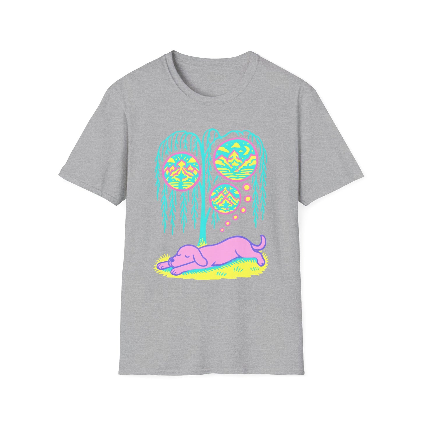 Vibrant Dreaming Dog Psychedelic Nature Art Colorful T-Shirt