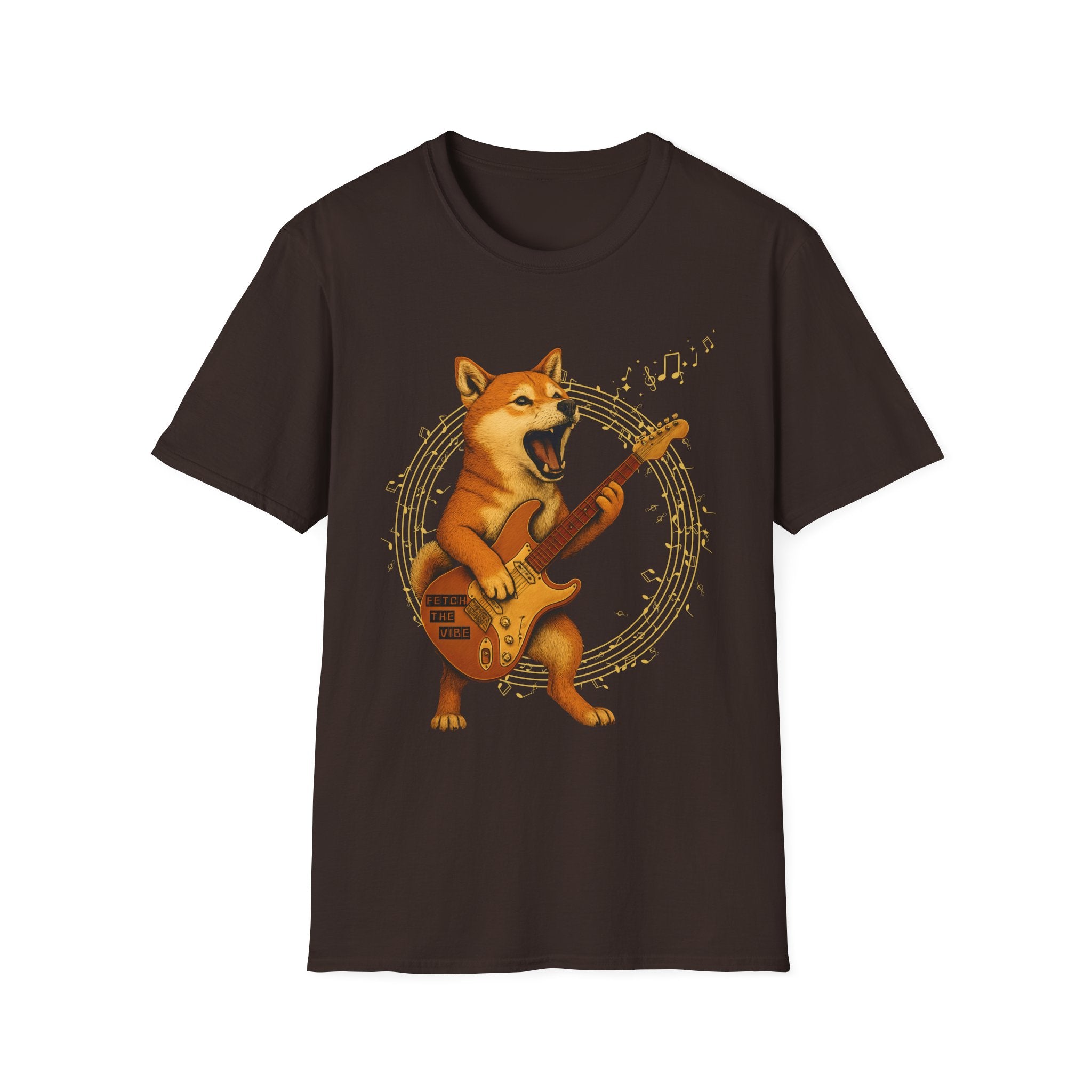Rocking Shiba Inu Dog Guitar T-Shirt