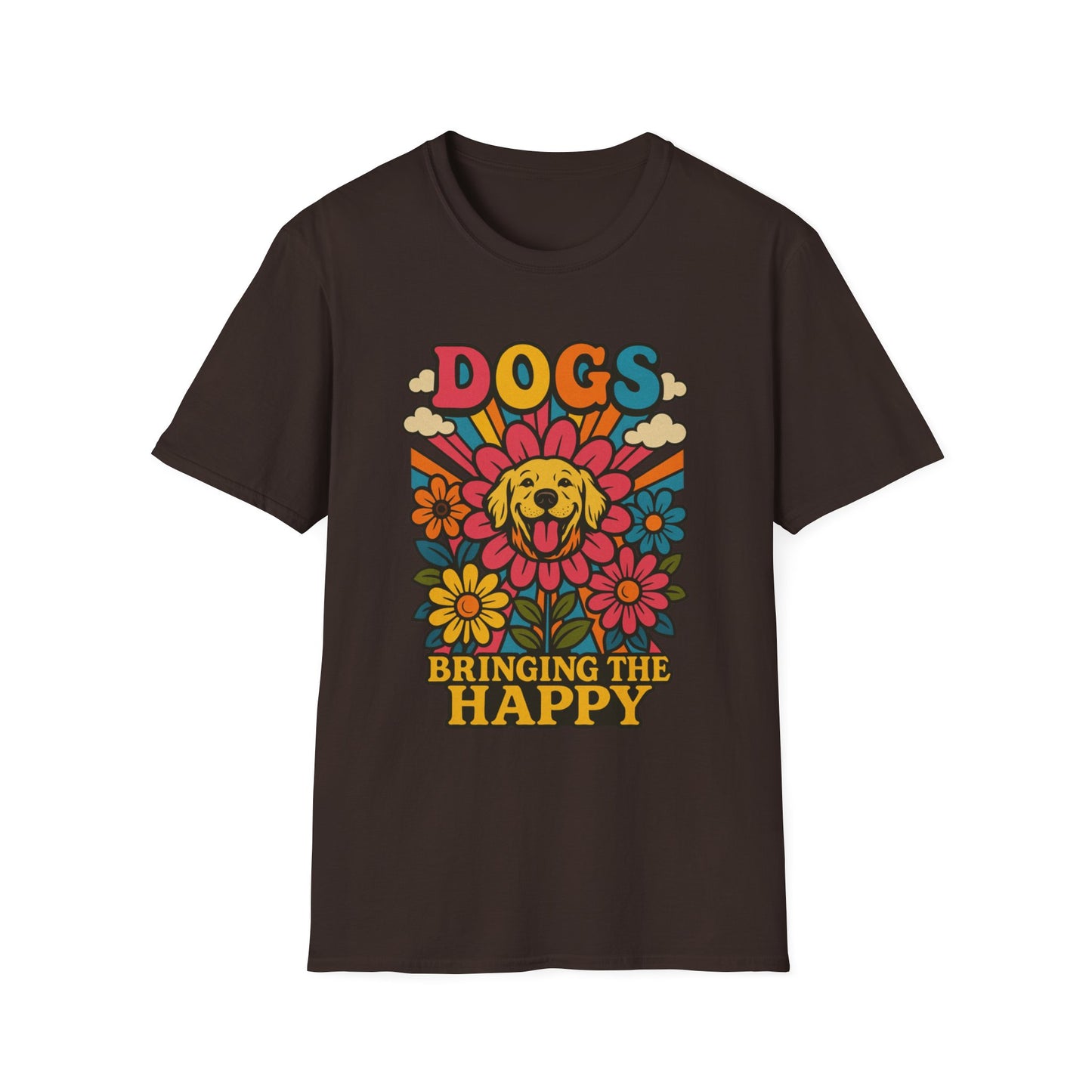 Dog Lovers Retro T-Shirt, Happy Dog Tee, Unisex Graphic Shirt, Gift for Dog Owners, Summer Casual Wear