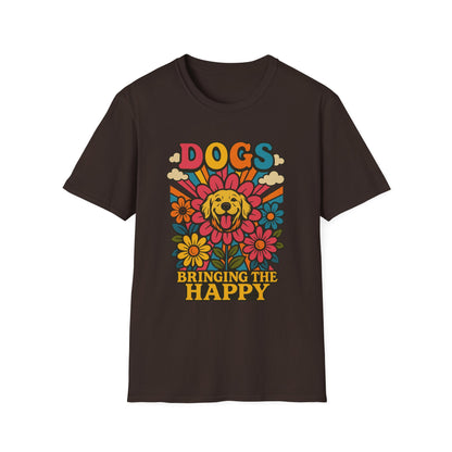 Dog Lovers Retro T-Shirt, Happy Dog Tee, Unisex Graphic Shirt, Gift for Dog Owners, Summer Casual Wear