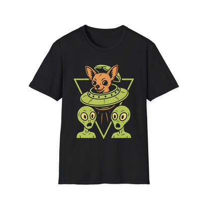 Alien Chihuahua UFO Funny Dog T-Shirt for Pet Lovers, Quirky Gift, UFO Design, Pet Lover's Apparel, Fun Casual Wear