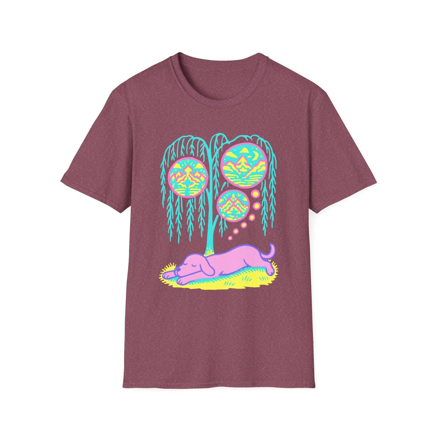 Vibrant Dreaming Dog Psychedelic Nature Art Colorful T-Shirt