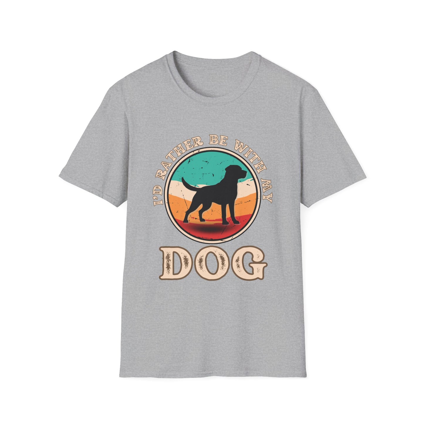 I'd Rather Be With My Dog Unisex Softstyle T-Shirt, Dog Lover Gift, Pet Adoption Tee, Casual Wear, Birthday Present, Animal Lover Apparel