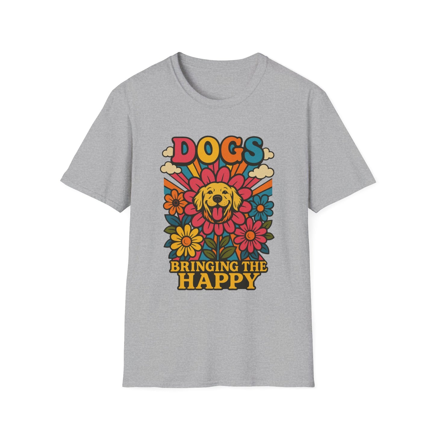 Dog Lovers Retro T-Shirt, Happy Dog Tee, Unisex Graphic Shirt, Gift for Dog Owners, Summer Casual Wear