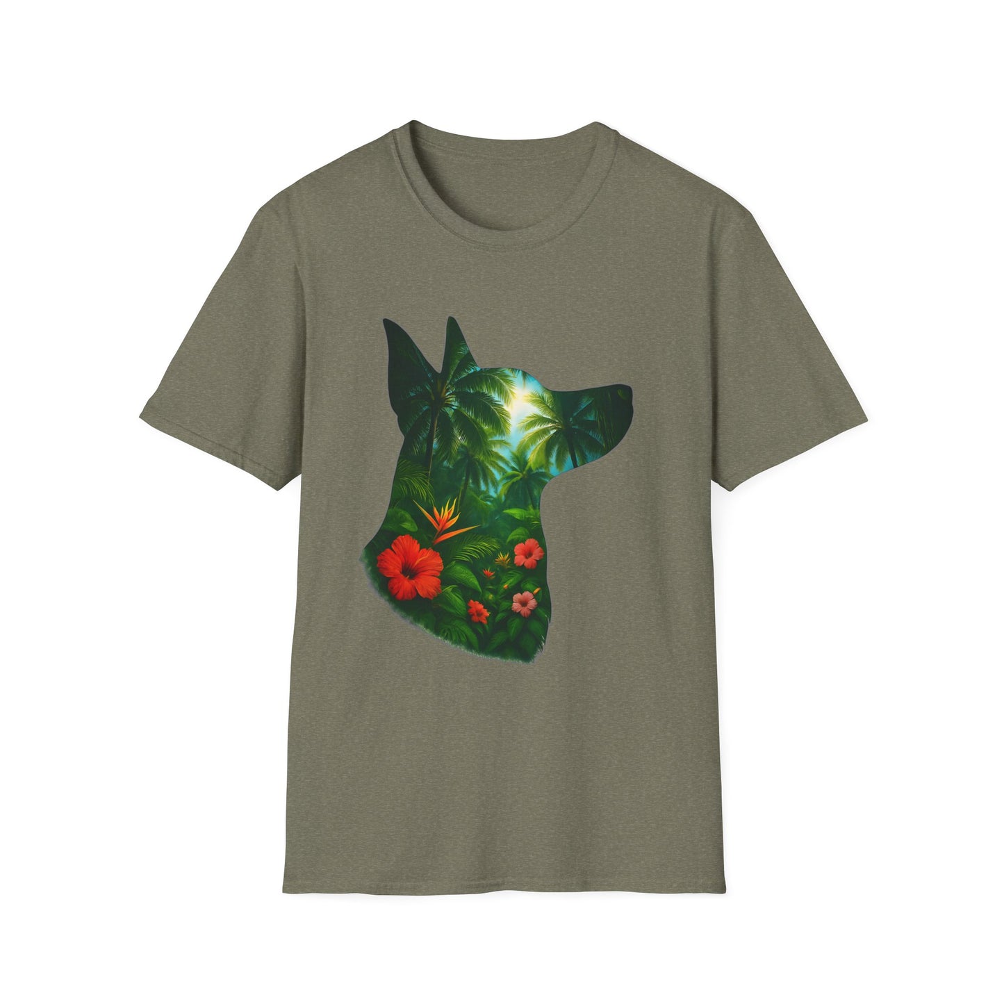 Floral Dog Silhouette T-Shirt, Nature Lover Tee, Unisex Animal Apparel, Summer Vibes Shirt, Gift for Pet Owners