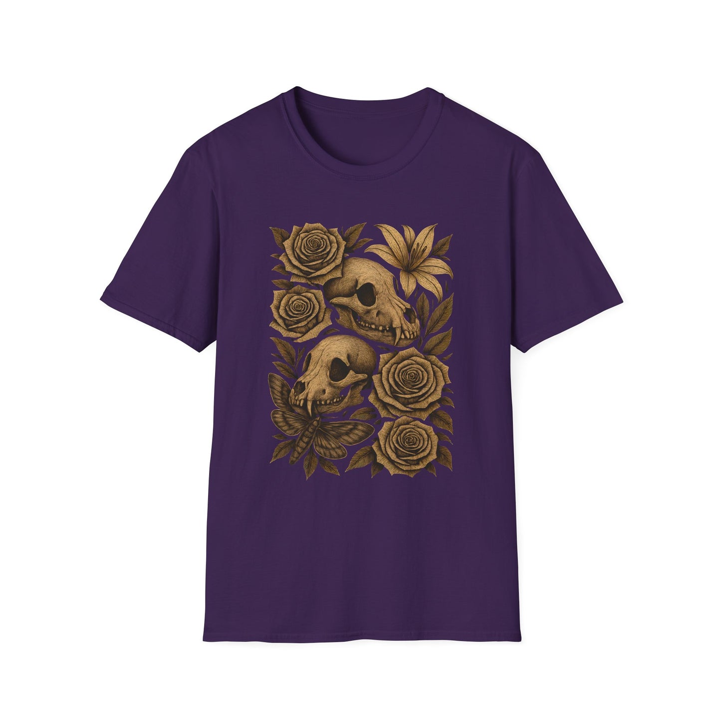Gothic Floral Skull Tee — Animal Skull & Roses
