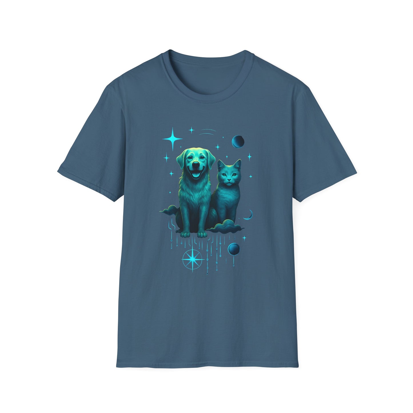 Celestial Dog and Cat Glow Space Pet Lover T-Shirt