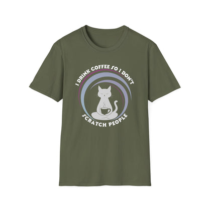 Funny Cat Coffee Shirt – I Drink Coffee So I Don't Scratch People Tee