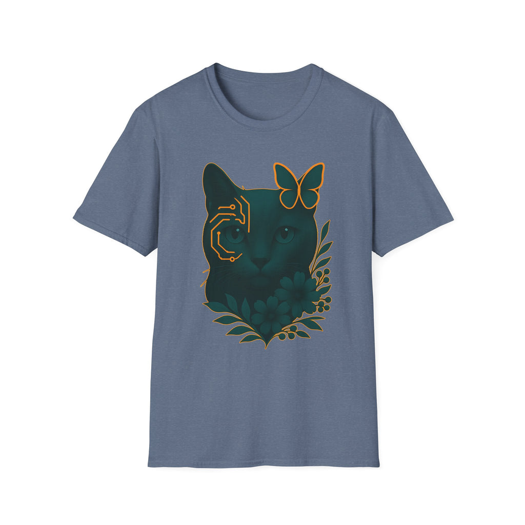 Cyber Floral Cat T-Shirt