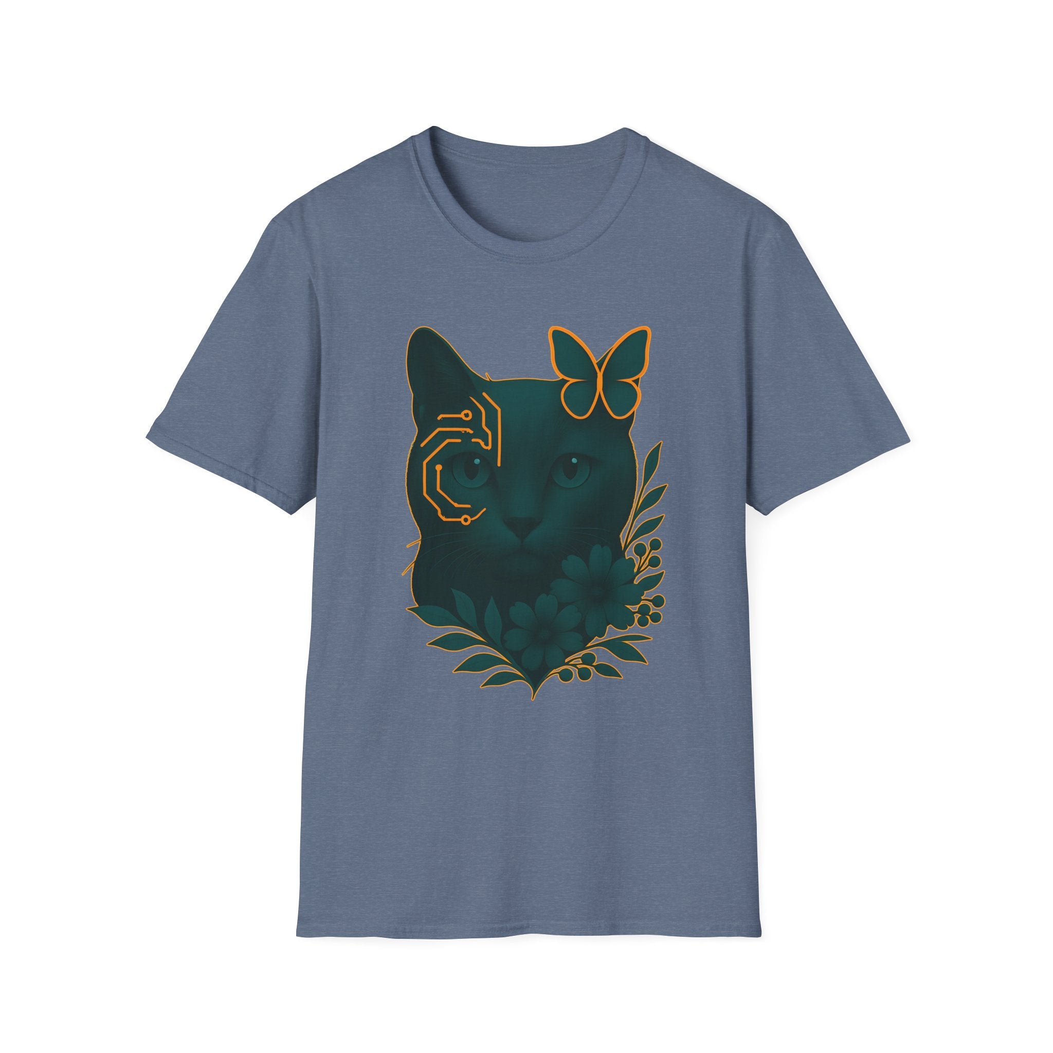 Cyber Floral Cat T-Shirt