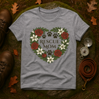 Rescue Mom Floral Paw Print Dog Lover T-Shirt