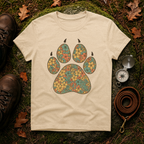 Vintage Tropical Floral Paw Print T-Shirt