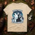 Trust Dogs Not Billionaires Husky Mountain T-Shirt