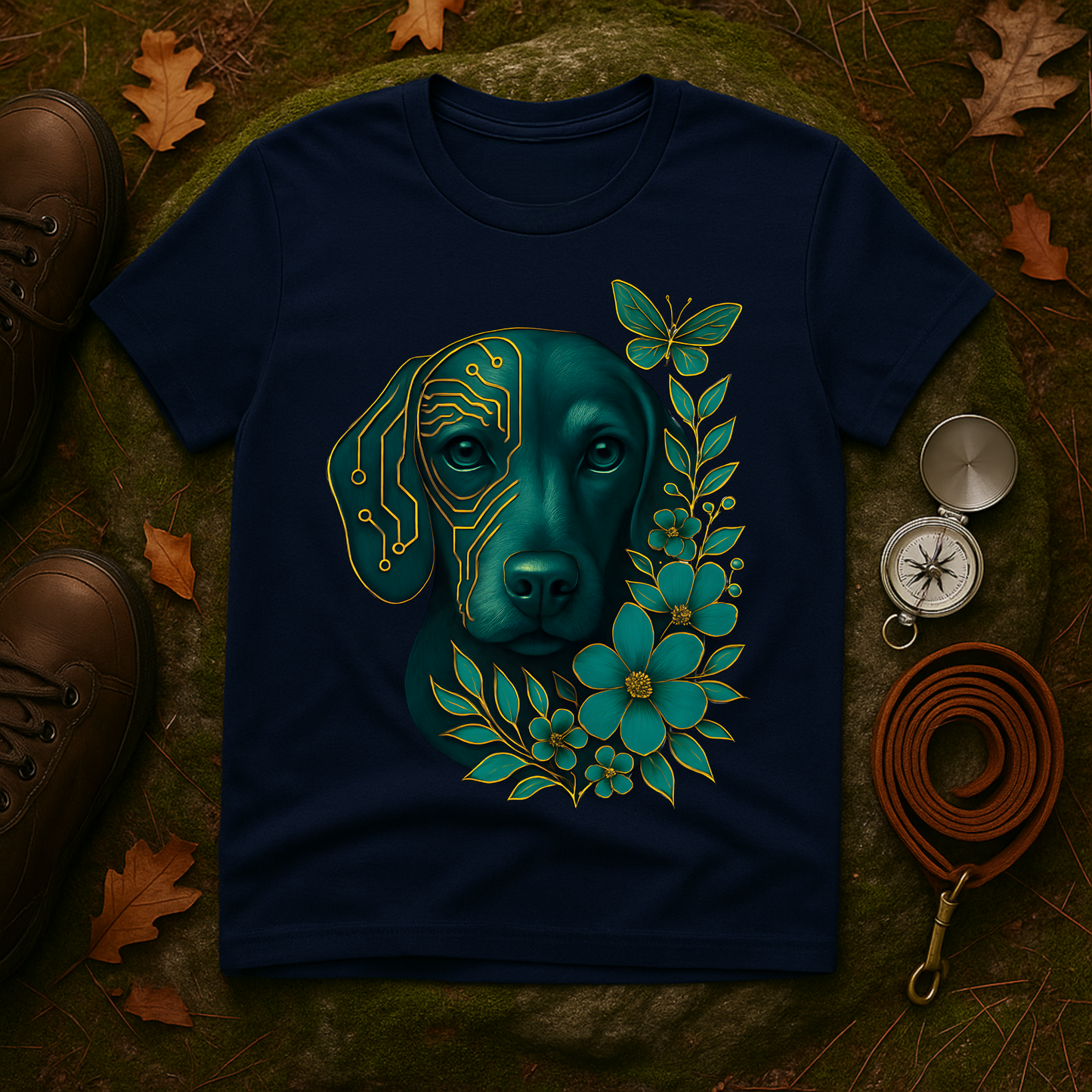 Artistic Dog Lover T-Shirt, Gift for Pet Owners, Nature-Inspired Tee, Birthday Gift, Casual Wear, Unisex Softstyle Tee