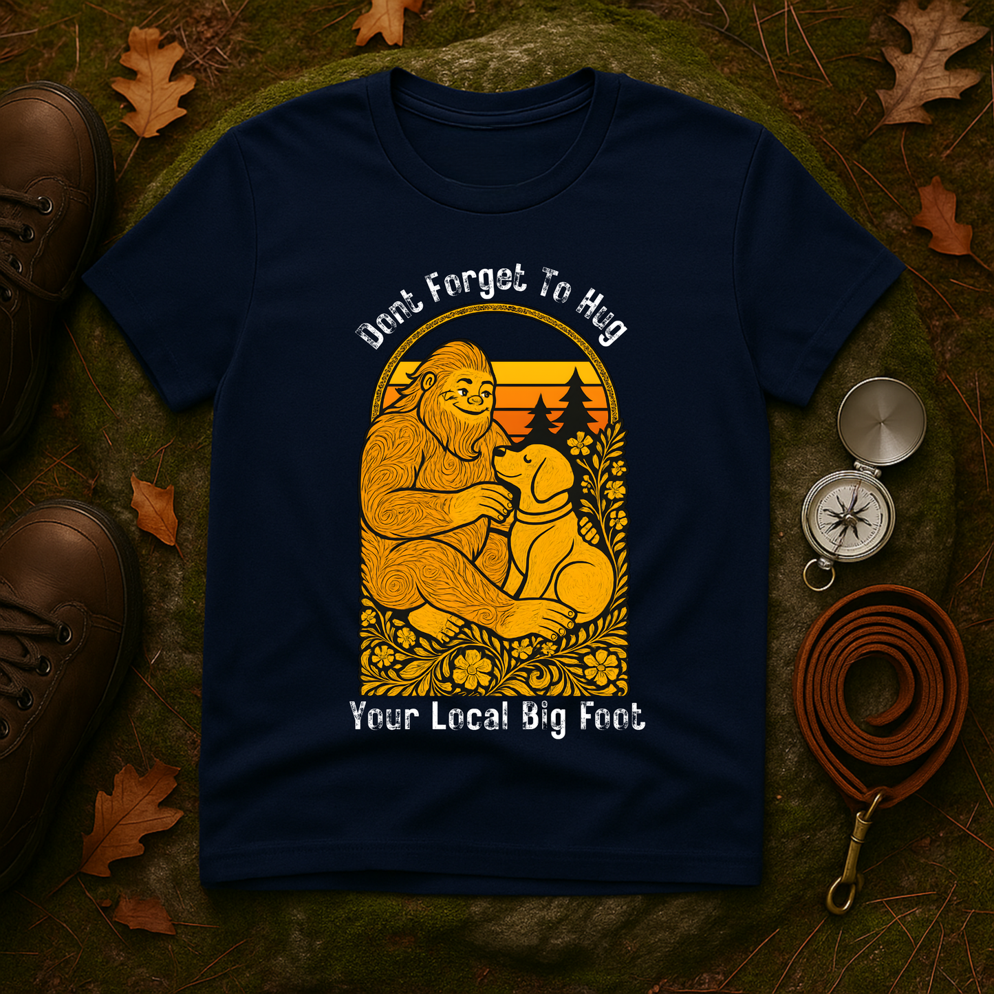 Bigfoot Hug T-Shirt — Sasquatch Dog Lover Tee