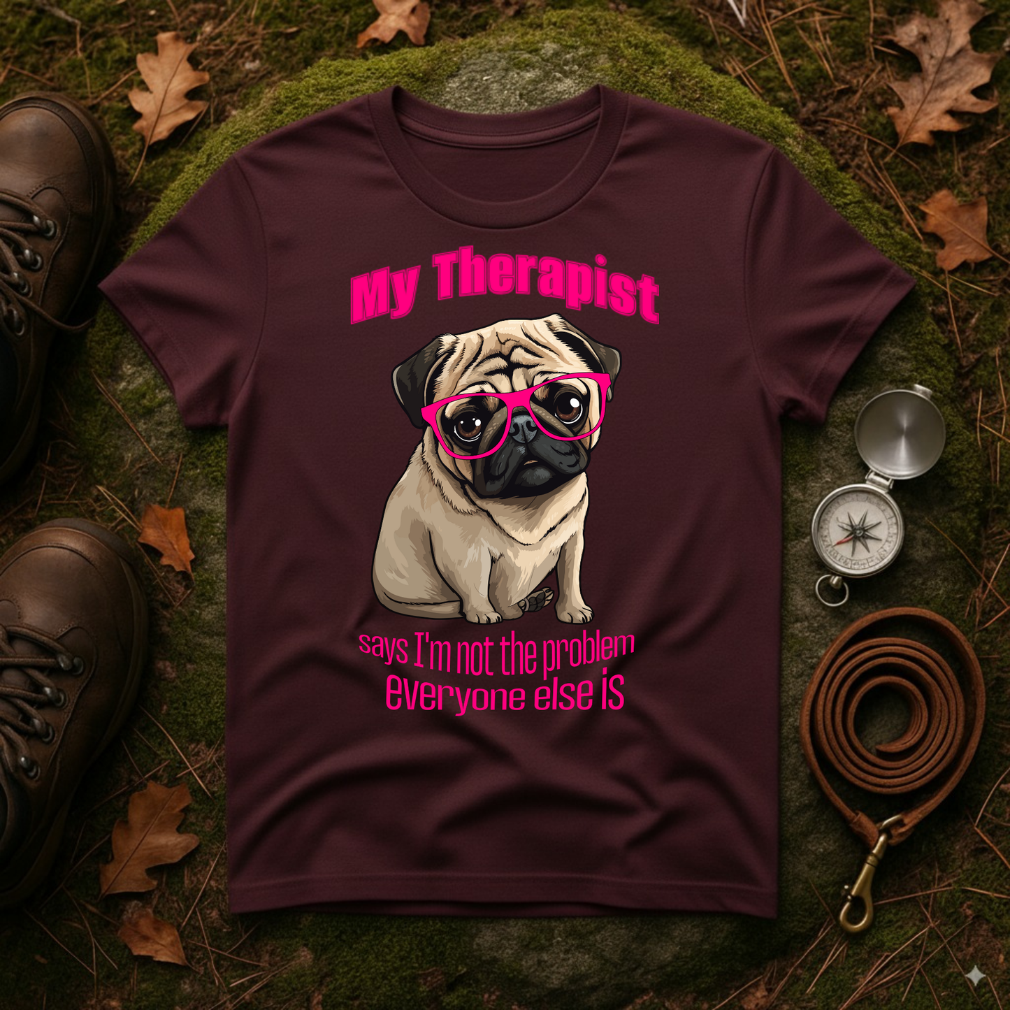 Funny Pug Therapy Shirt – I'm Not the Problem Dog Tee