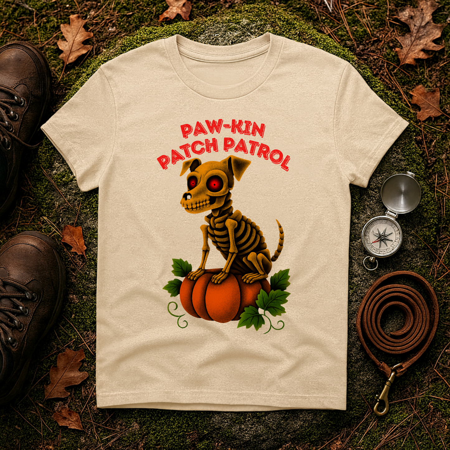 Paw-kin Patch Patrol Skeleton Dog Halloween T-Shirt